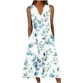 thumbnail image 1 of Women's Holiday Dress Plus Size Sun Dress Women's Summer Casual Dress Gradual Sleeveless Neck V-Neck Long Dress C Multicolor S, 1 of 4