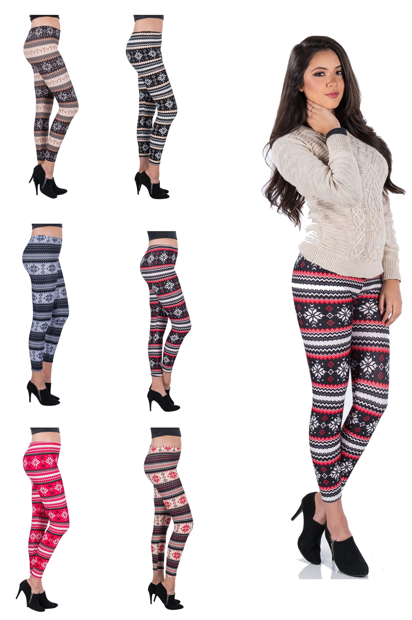 Women's Holiday Fashion Print Mid-Waist Full Length Yoga Leggings