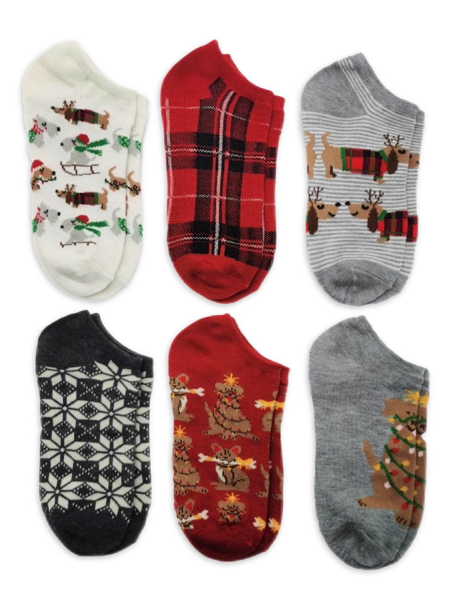 Mickey & Friends Women's Holiday Cozy No Show Socks, 3-Pack, Size