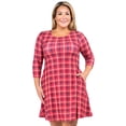thumbnail image 1 of Women's Holiday Print Dress, Plaid/Red, 3XL, 1 of 5