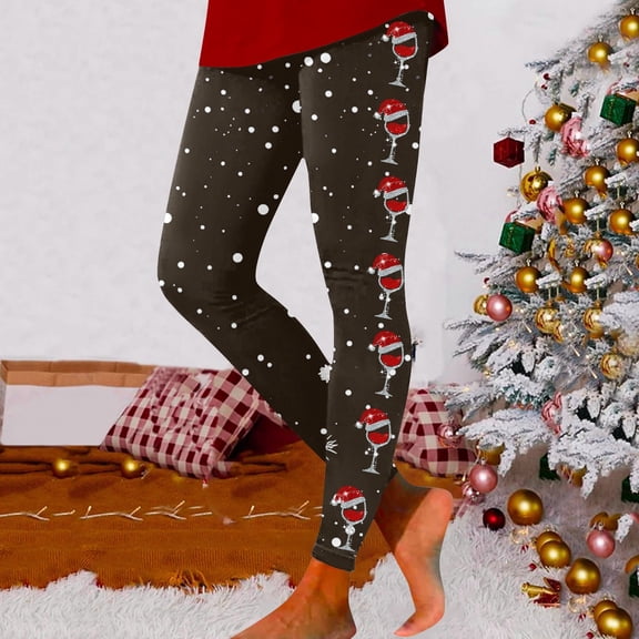 Women's Holiday Snowflake Print Leggings With Glass Design Casual Christmas Leisurewear Women Fashion Clothes Maternity Skirts for Women Leggings plus Size Women Print Bonds Underwear Ladies Women