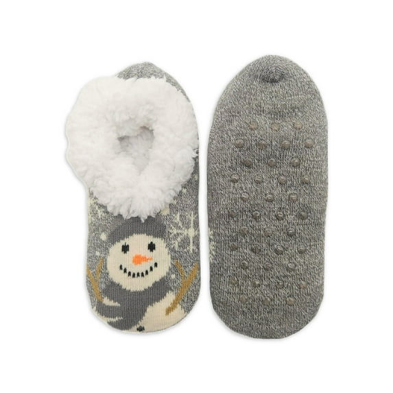 Women’s Holiday Snowman 3D Cable Knit Chenille Slipper Socks, 1-Pair, Size 4-10