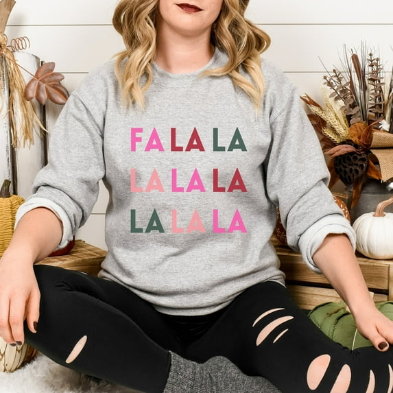 Women's Holiday Sweatshirt, Holiday Sweatshirt, Fun Christmas Sweatshirt, Christmas Gift, Fa La La La Christmas Sweatshirt (Sizes:2XL; Colors:Red;)