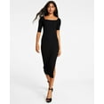 thumbnail image 1 of Women's Holland Square-Neck Rib-Knit Midi Dress Black S, 1 of 1