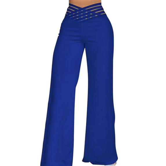 Women's Hollow Belt Pants High Waist Casual Wide Leg Pants