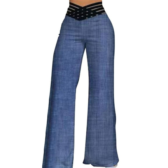 Women's Hollow Belt Pants High Waist Casual Wide Leg Pants