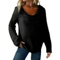 thumbnail image 1 of Women's Hollow Out Crochet Sweater, Long Sleeve Drop Shoulder Pullover Hoodie with Breathable Fabric for Beach Wear, Pool Parties and Casual Daily Outfit Black L, 1 of 6