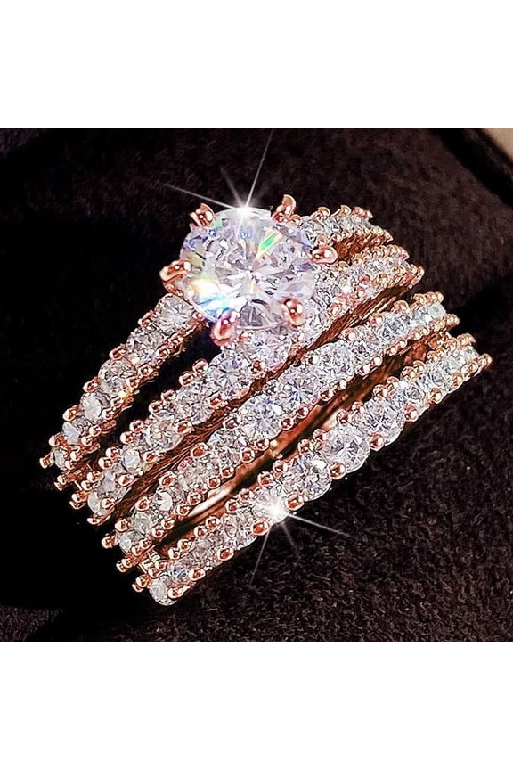 Women's Hollow Double Zircon Engagement Ring