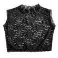 thumbnail image 1 of Women's Hollow Out Embroidery Lace Mock Neck Sleeveless Tank, Detachable Collar Dicky Bottoming Shirt for Women, High Elastic Form-Fitting Cropped Lace Vest for Wedding and Birthday Dress Black, 1 of 7