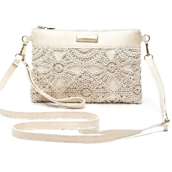 Women's Hollow Flower Clutch Bag, PU Leather Small Square Handbag for Casual Daily Outfit, Trendy Floral Cutout Evening Purse for Party or Work, Handheld Top Handle Wristlet