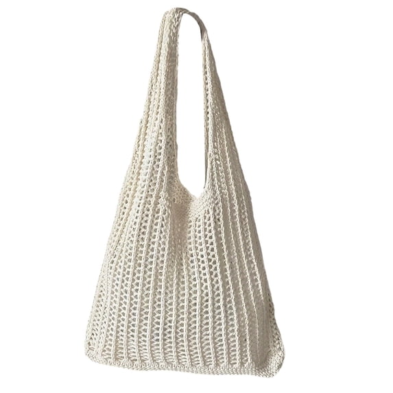 Women's Hollow Knit Shoulder Handbag, Oversized Lightweight Woven Tote Bag for Travel Beach Shopping Everyday Use