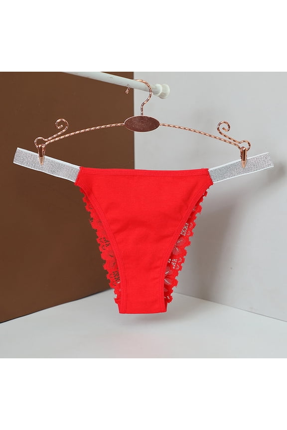 Women's Hollow Lace Low Waist Briefs Women's Solid Color High Elastic Silver Ribbon Thong Briefs Lace Bikini Underwear for Women Seamless Underwear Women Bikini Pack The Bibs The Knickers Bikini