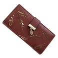 thumbnail image 1 of Women's Hollow Leaf Wallet | Long Handheld Bag | Zipper & Buckle Design | Multiple Card Slots | Large Capacity | Synthetic Leather | 19x9.5x3 cm | 5 Colors Available, 1 of 1