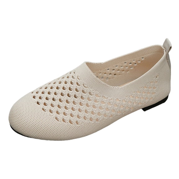 Women's Hollow Out Ballet Flats Shoes Comfortable Slip On Dress Shoes Lightweight Wide Toe Box Knit Loafers