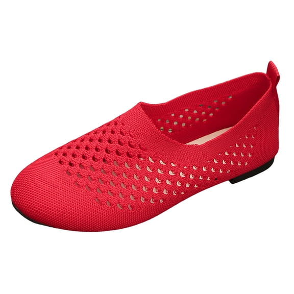 Women's Hollow Out Ballet Flats Shoes Comfortable Slip On Dress Shoes Lightweight Wide Toe Box Knit Loafers