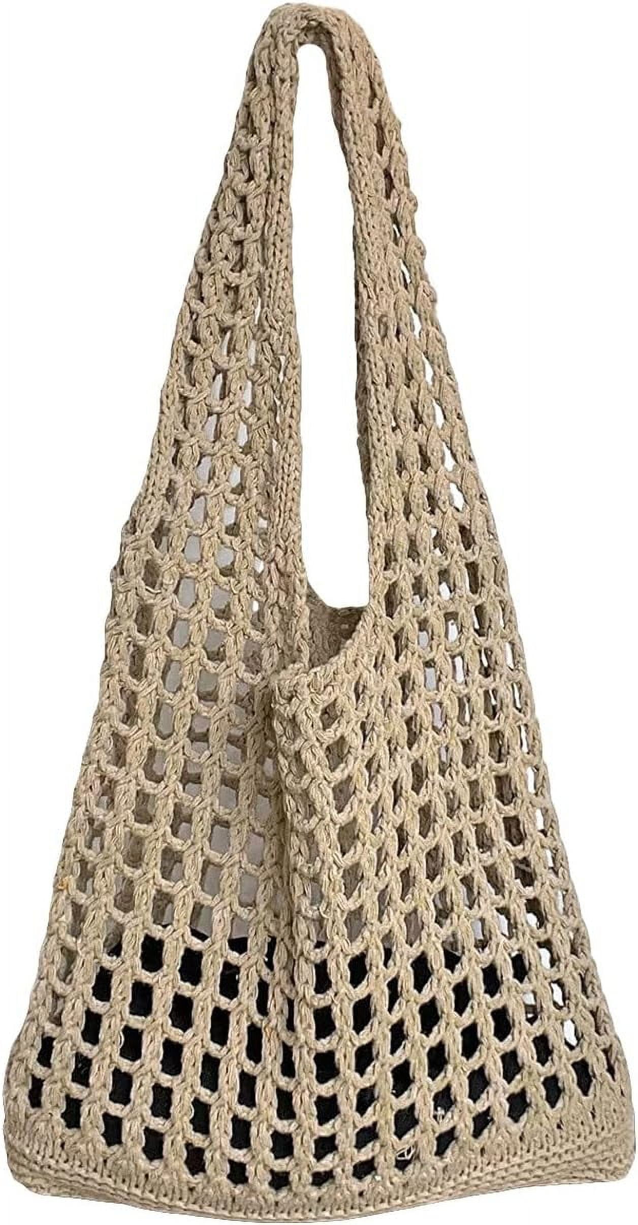 Women's Hollow Out Knit Tote Handbags Crochet Shoulder Bag