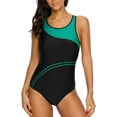 thumbnail image 1 of Women's Hollow Out One Piece Training Swimsuit Wider Strap Sport Swimwear, 1 of 6