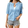 thumbnail image 1 of Women's Hollow Out Short Sleeve Knit Cardigan L, 1 of 7