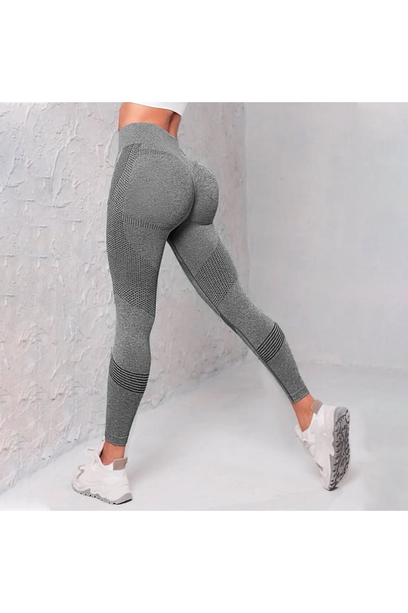 Women's Hollow Out Texture Butt Lifting Fitness Pants High Waist Tummy Control Running Yoga Leggings Peach Hip Enhancement Workout Tight Dark Gray XL