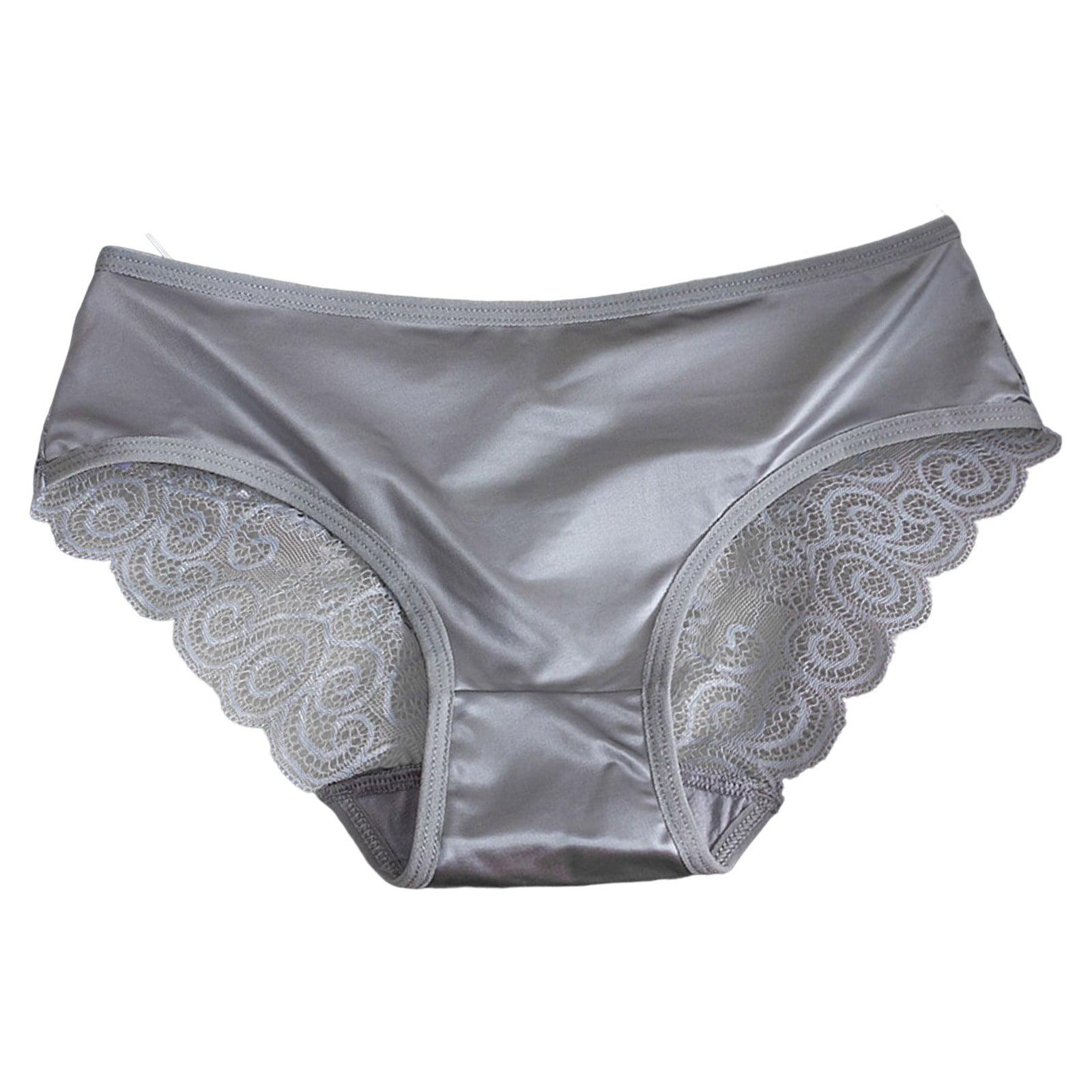 Women's Hollow Thin Strap Panties Comfortable Breathable Lace Satin Stitching Briefs Open