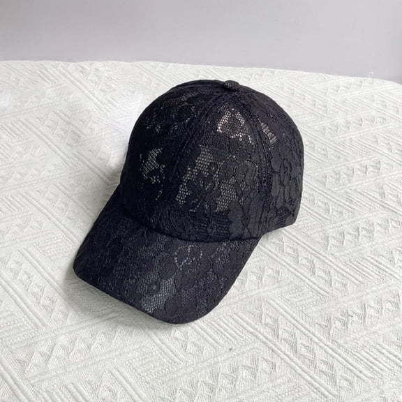 Women's Hollowed Out Sun Hat, Breathable Mesh Sun Protection Cap with Curved Brim, Lightweight Summer Casual Hat for Daily Wear, Fashion Sun Hat for Outdoor Activities and Entertainment Black