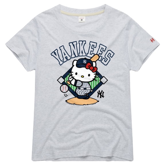 Women's Homage  Ash New York Yankees Hello Kitty x MLB Tri-Blend T-Shirt