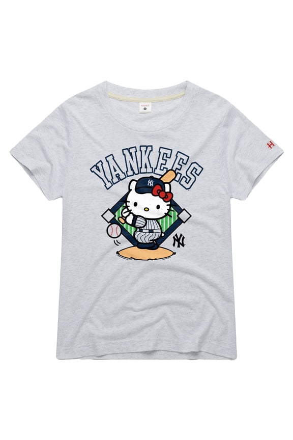 Women's Homage  Ash New York Yankees Hello Kitty x MLB Tri-Blend T-Shirt