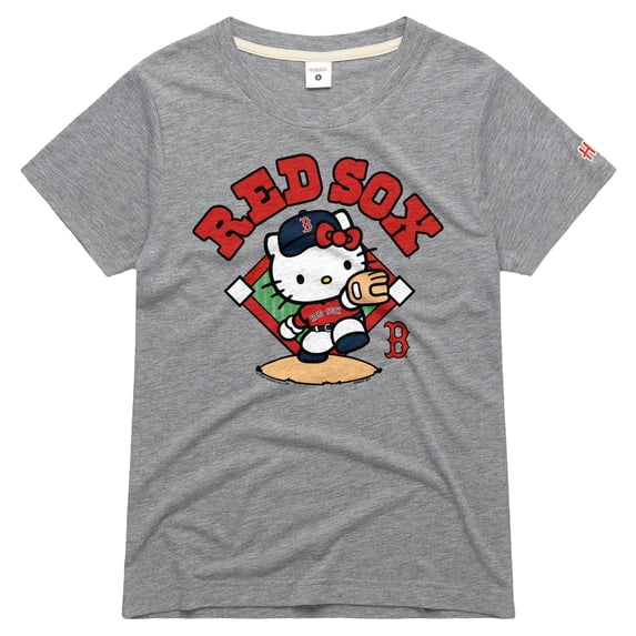 Women's Homage Gray Boston Red Sox Hello Kitty x MLB Tri-Blend T-Shirt