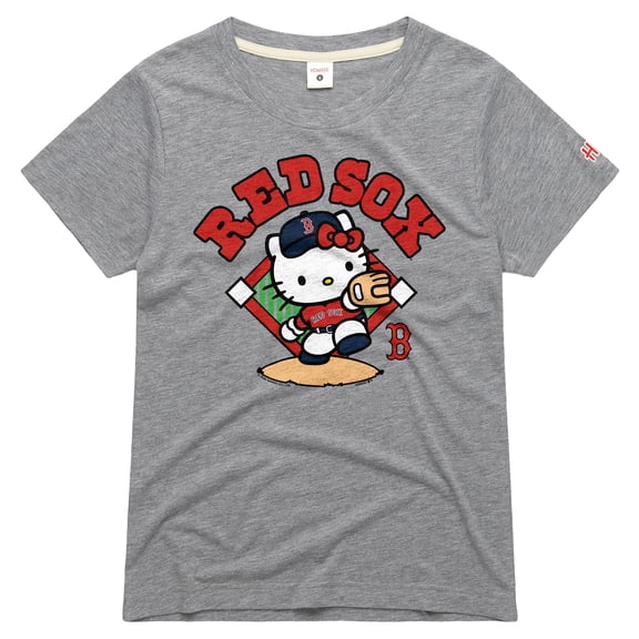 Women's Homage  Gray Boston Red Sox Hello Kitty x MLB Tri-Blend T-Shirt