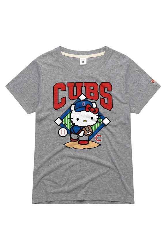 Women's Homage  Gray Chicago Cubs Hello Kitty x MLB Tri-Blend T-Shirt