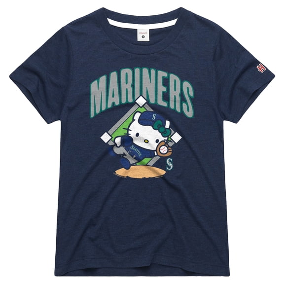 Women's Homage  Navy Seattle Mariners Hello Kitty x MLB Tri-Blend T-Shirt