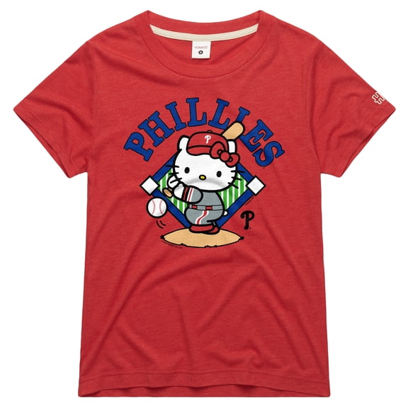 Women's Homage  Red Philadelphia Phillies Hello Kitty x MLB Tri-Blend T-Shirt