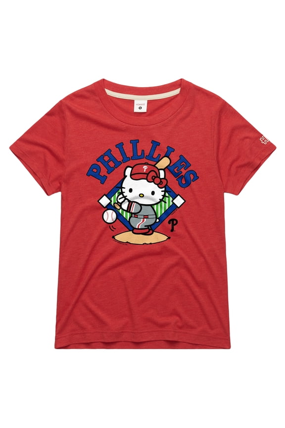 Women's Homage  Red Philadelphia Phillies Hello Kitty x MLB Tri-Blend T-Shirt