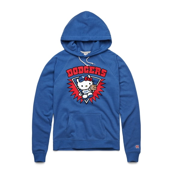 Women's Homage Royal Hello Kitty x Los Angeles Dodgers Throw Burst Tri-Blend Hoodie