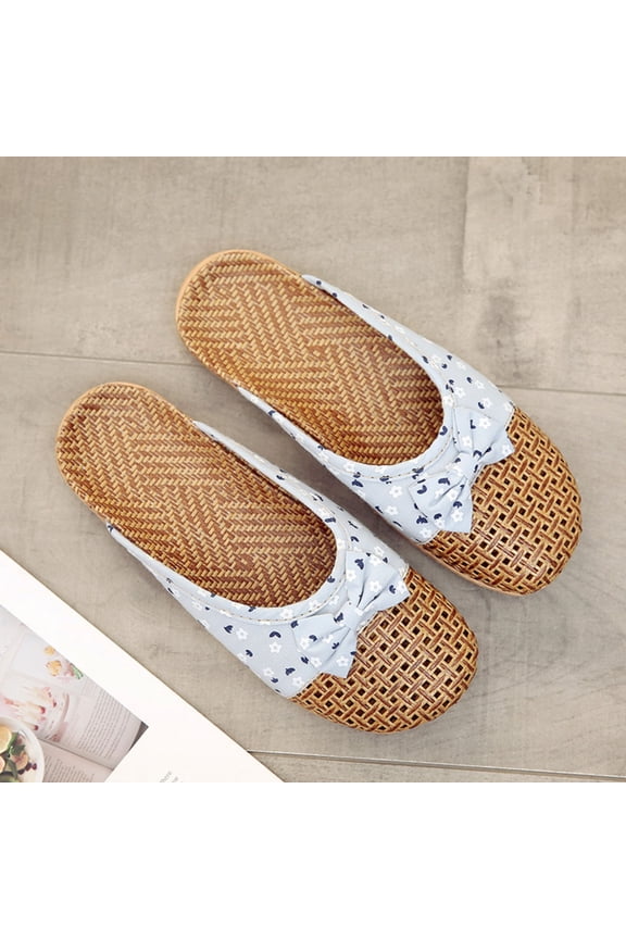 Women's Home Slippers Rattan Cute Slippers Indoor Slippers Summer Slippers Breathable Slippers Closed Toe Slippers