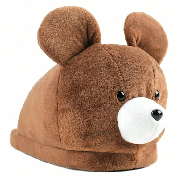 Women's Home Slippers Warm Plush Soft Cute Cartoon Animal Brown Bear Indoor Slippers