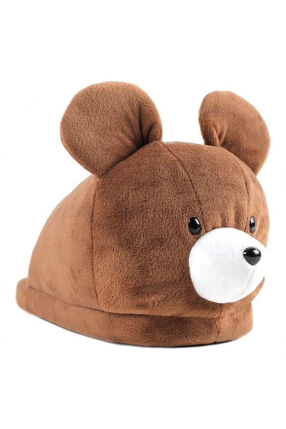Women's Home Slippers Warm Plush Soft Cute Cartoon Animal Brown Bear Indoor Slippers
