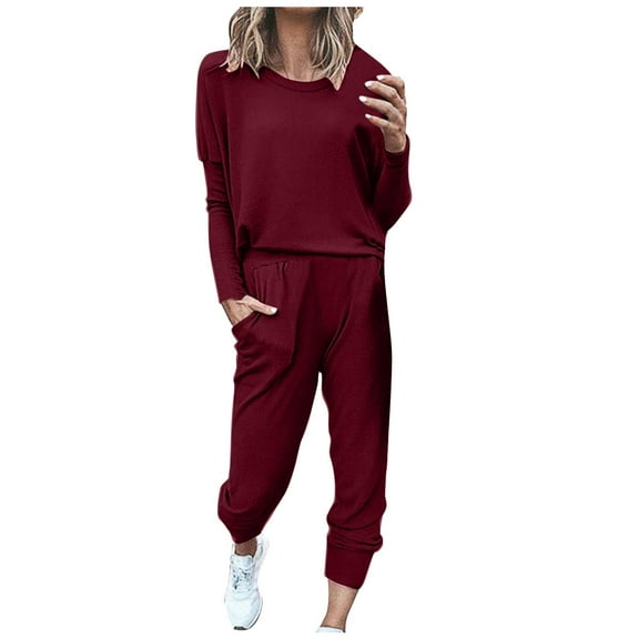 Women's Home Two Piece Long Sleeve Blouse Long Pants Pajamas Casual Sets