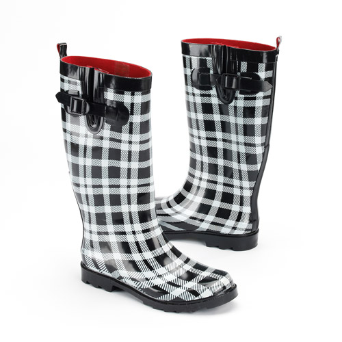 Women's Homespun Plaid Rain Boots