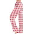 thumbnail image 1 of Women's Homewear Bottoms Long Pants Plaid Pajama Loungewear Soft Comfy Straight Trousers Sleepwear 3XL, 1 of 4
