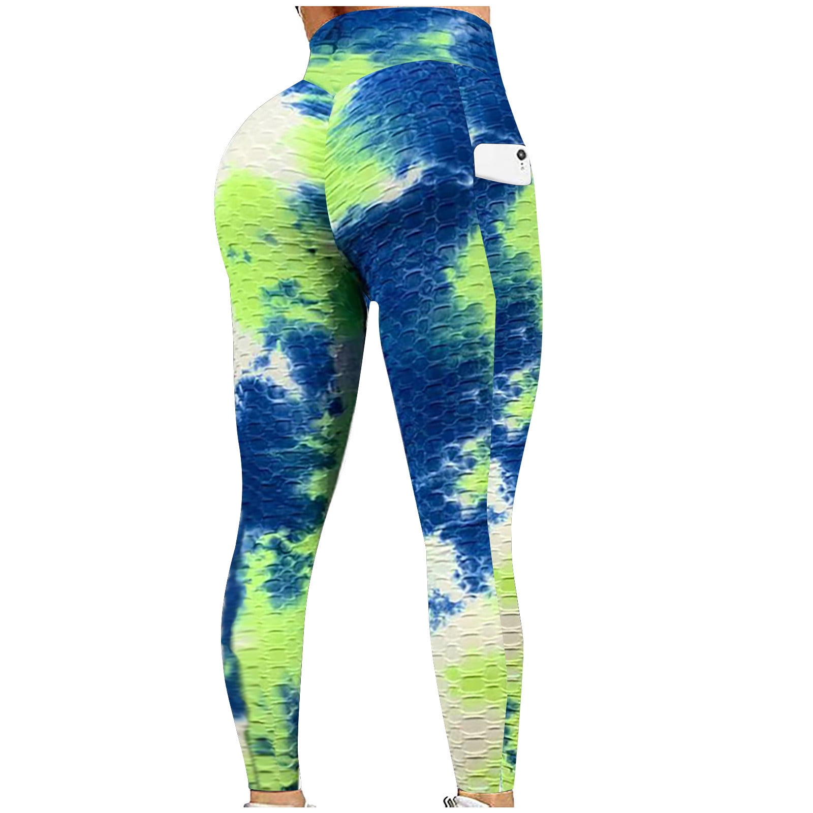RIKAY Ladies Honeycomb High Waist Gym Leggings With Pockets Women
