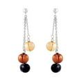 thumbnail image 1 of Women's Honora 8-9mm Lynx Freshwater Cultured Ringed Pearl Chain Drop Earrings in Sterling Silver, 1 of 4