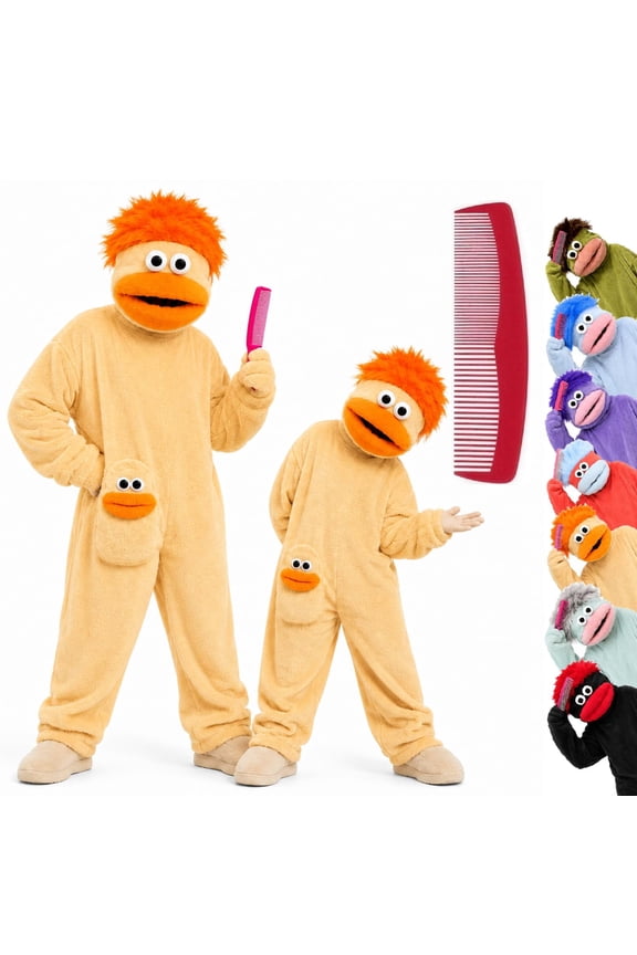 Women's Hooded Big Mouth Monster Loungewear - Super Soft Plush Costume Pajamas with Large Comb Prop for Adults Yellow Size: 6-7Y
