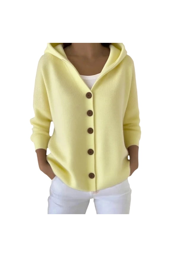 Women's Hooded Button Cardigan | Cozy Knit Sweater with Front Pockets | Fall Winter Essential