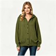 thumbnail image 1 of Women’s Hooded Button Down Knit Cardigan, Long Sleeve Knit Outerwear Sizes S-3XL, 1 of 4