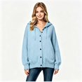 thumbnail image 1 of Women’s Hooded Button Down Knit Cardigan, Long Sleeve Knit Outerwear Sizes S-3XL, 1 of 4