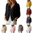 thumbnail image 1 of Women's Hooded Cardigan Button Down Long Sleeve Lightweight Knit Sweater Open Front Casual Daily Wear Tops, 1 of 8