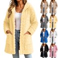 thumbnail image 1 of Women's Hooded Cardigan Fashion Casual Long Fleece Warm Coat Outwear with Pockets Female S-2X, 1 of 6