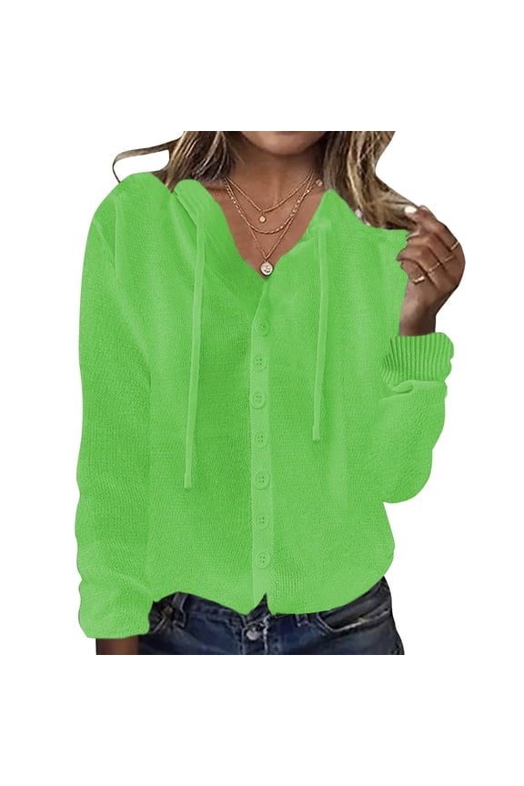Women's Hooded Cardigan Lightweight Knit Sweater, Loose Fit Long Sleeve Cover Up with Sun Protection, Versatile Casual Layering Piece for Everyday Wear