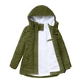 thumbnail image 1 of Women's Hooded Corduroy Cotton Coat with Fleece Lining, Mid-length Thickened Warm Winter Parka, Green, Size L, 1 of 5